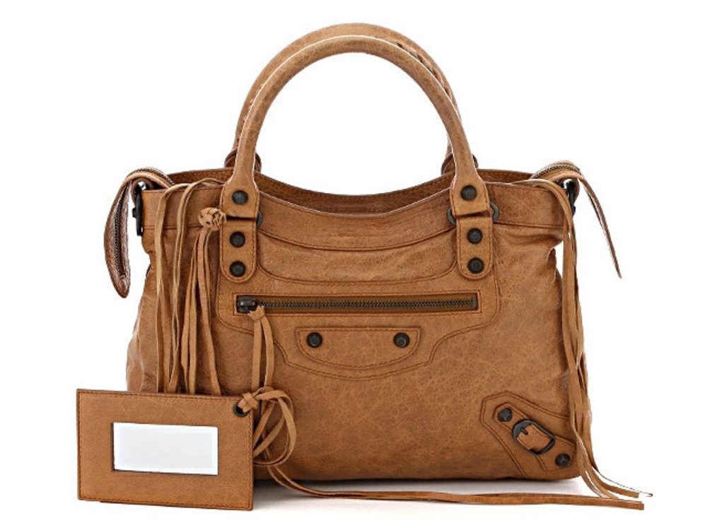Balenciaga The Town Shoulder Bag Camel Brown Lambskin